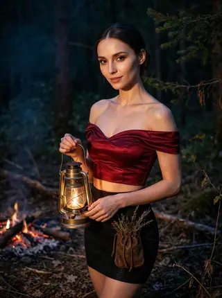 Фонарь у костра